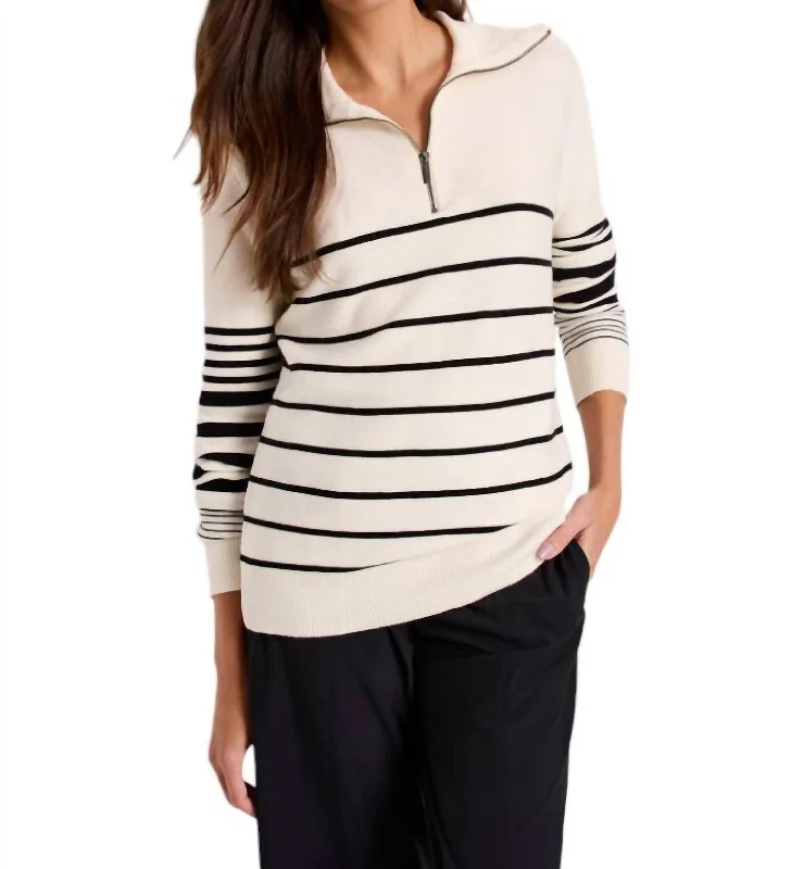 Easy Stripe Sweater In White Multi