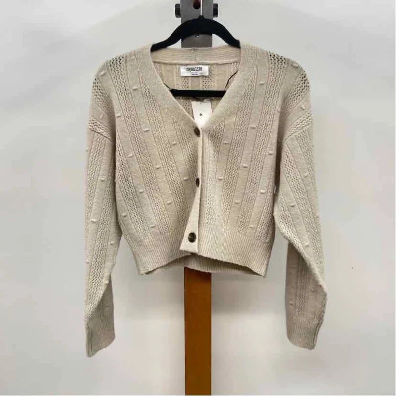 Double Zero Women's Size S Cream Solid Cardigan