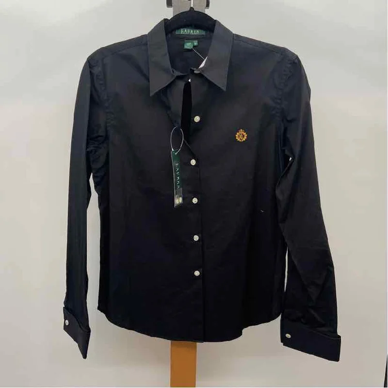 Ralph Lauren Women's Size M Black Solid Long Sleeve Shirt