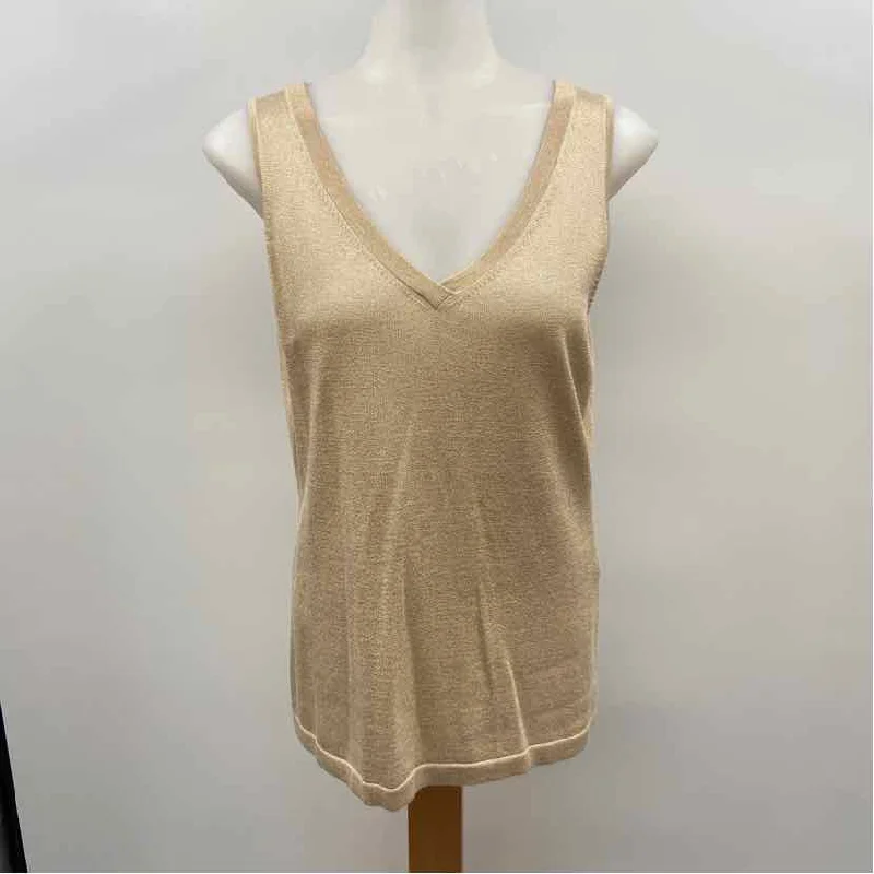 Etcetera Women's Size L Tan Shimmer Sleeveless Shirt