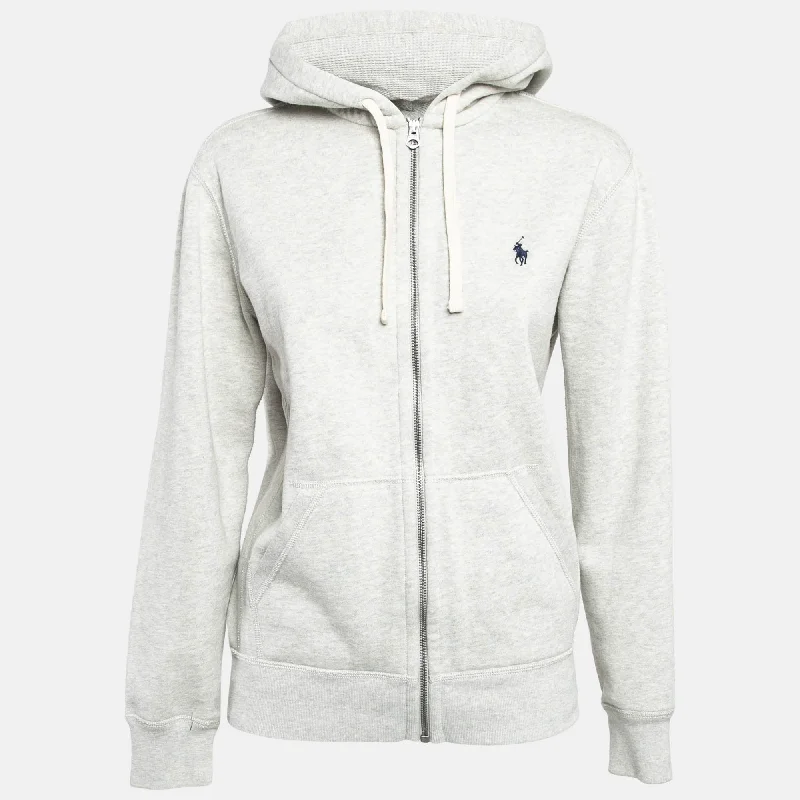 Polo Ralph Lauren Grey Cotton Knit Zip-Up Hoodie