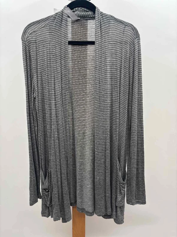 Mahina Women's Size M Gray Stripe Cardigan