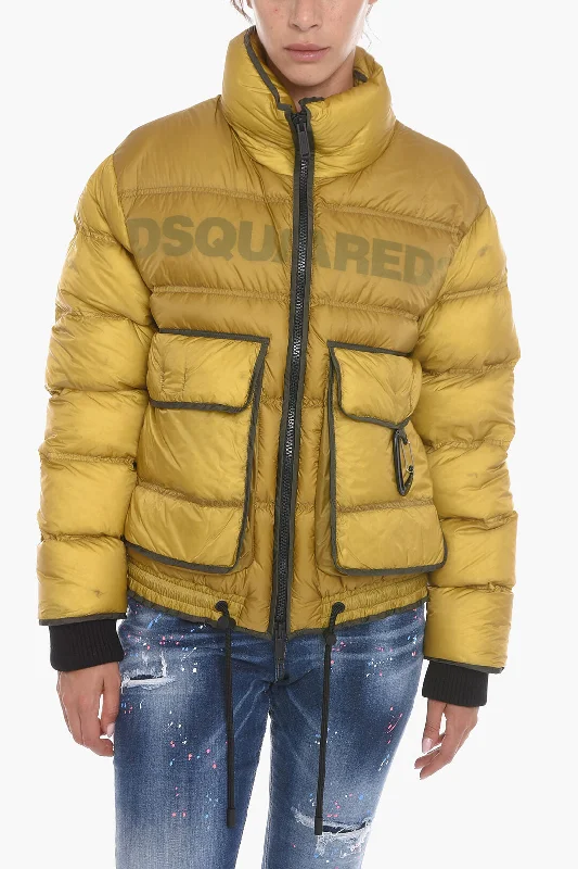 Dsquared2 Lived-in ICEBERG Down Jacket with Knitted Cuffs