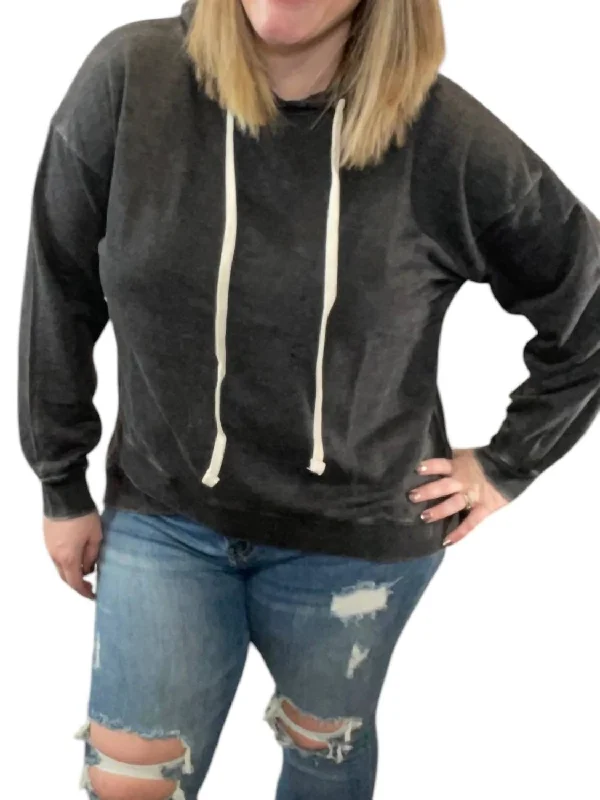 Cross Front Slouchy Hoodie In Black