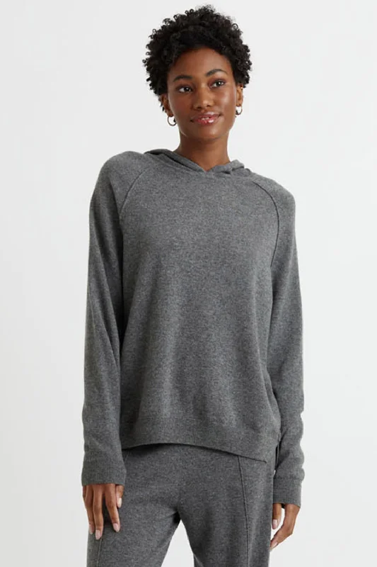 Dark-Grey Wool-Cashmere Boxy Hoodie