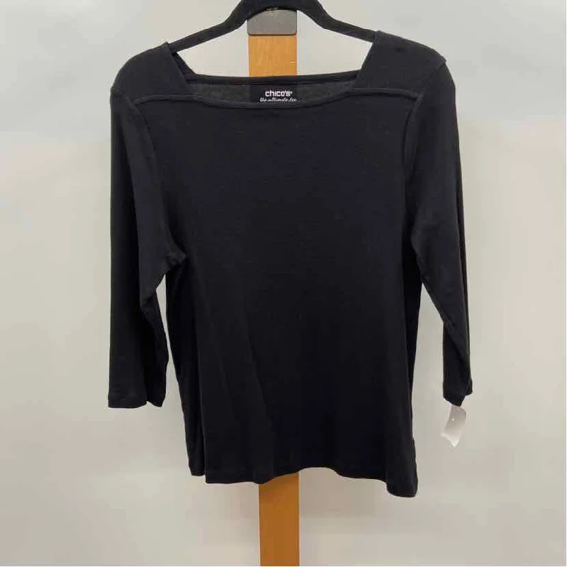 Chico's Women's Size L Black Solid Long Sleeve Shirt