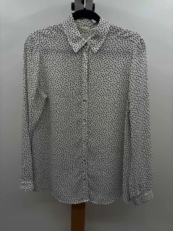 Foxcroft Women's Size M White Spotted Long Sleeve Shirt