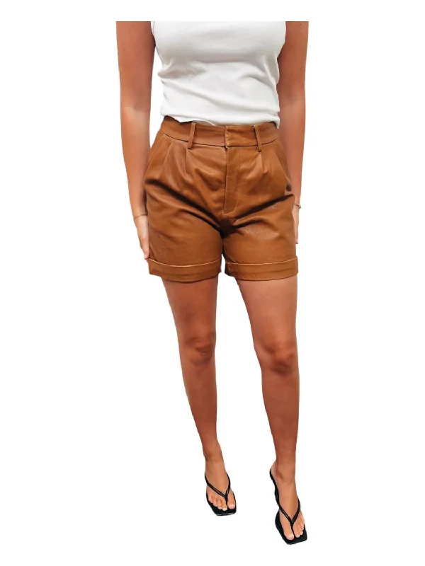 Leather Trouser Short In Cognac