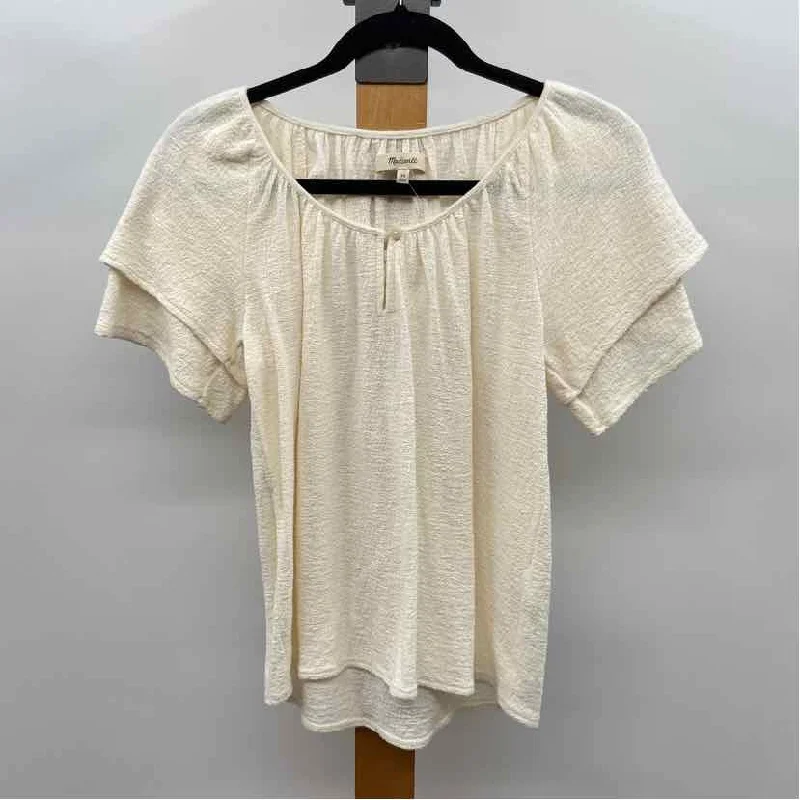 madewell Women's Size XS Cream Solid Short Sleeve Shirt