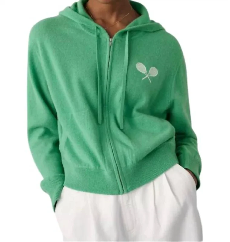 Cashmere Racket Cropped Zip Hoodie In Retro Green