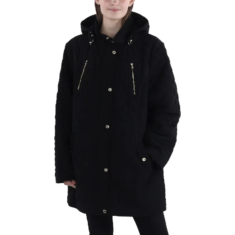 Plus Womens Hooded Short Quilted Coat