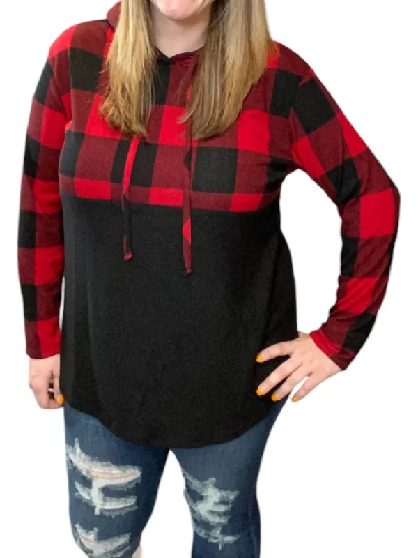 Buffalo Plaid Hoodie In Red/black