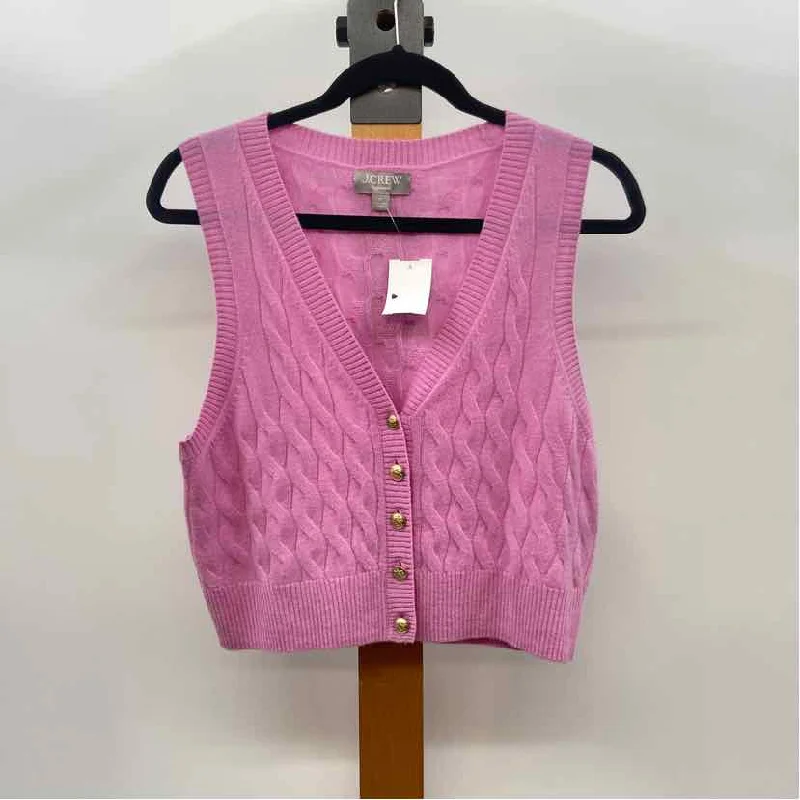 J Crew Women's Size M Pink Cable Knit Vest