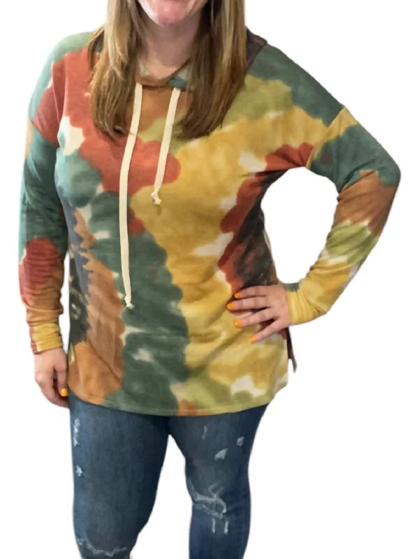 Southwest Tie Dye Hoodie In Green