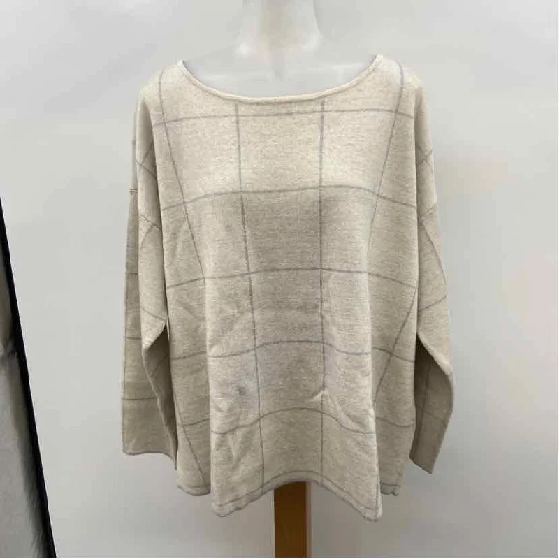 Eileen Fisher Women's Size 2X Gray Grid Sweater