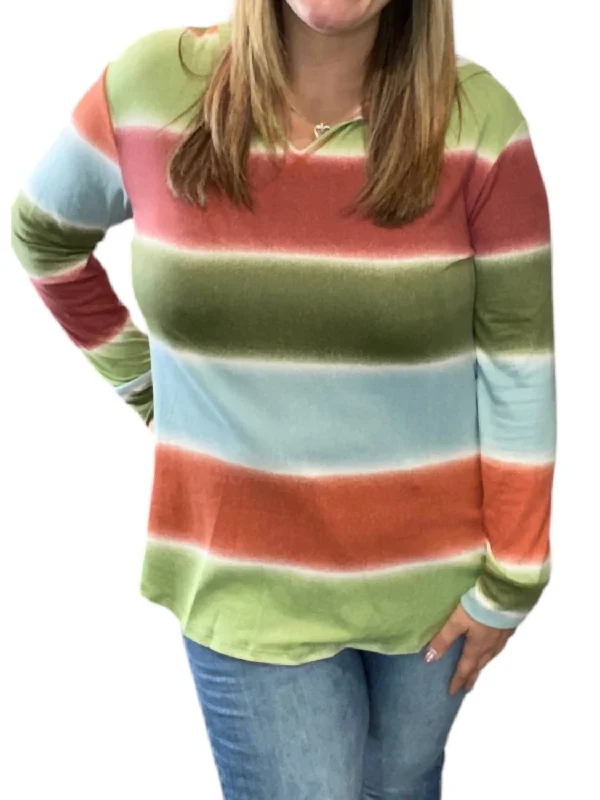 Striped Hoodie In Multi Color