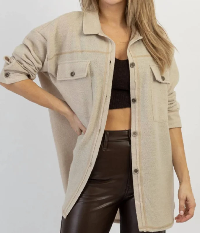 Woodstock Relaxed Shirt Jacket In Beige