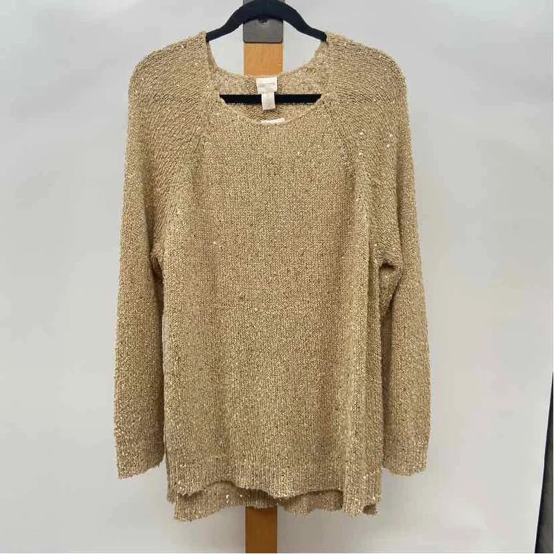 Chico's Women's Size XL Tan Sequins Sweater