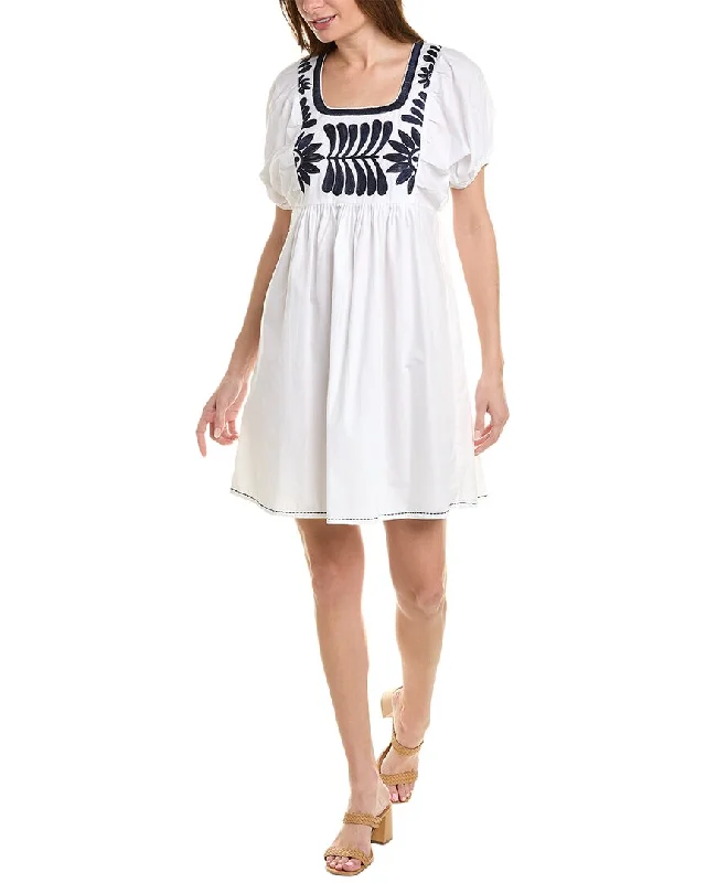 bella tu Embroidered Linen Mini Dress