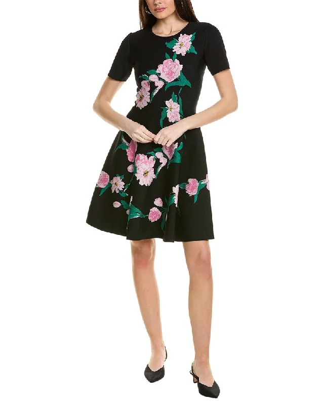 Carolina Herrera Crewneck Fit & Flare Mini Dress