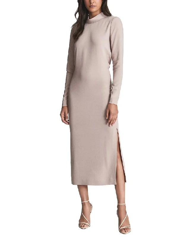 Reiss Martha High Neck Plain Midi Dress