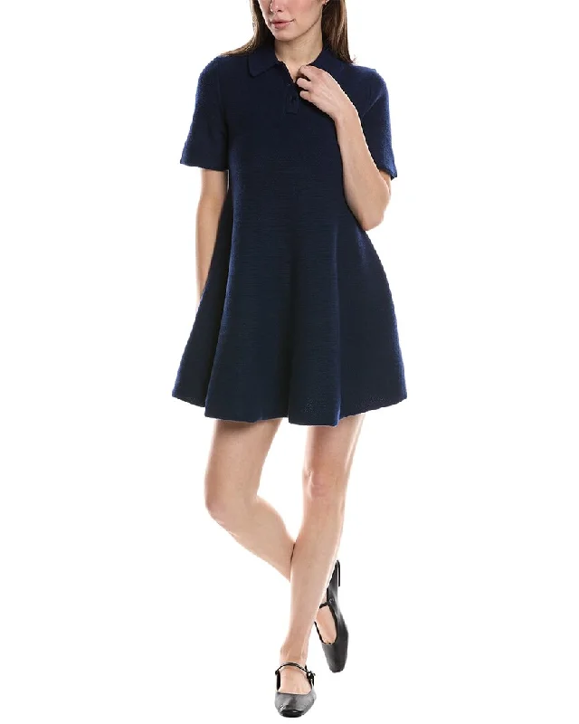 Theory Babydoll Felted Polo Wool & Cashmere-Blend Mini Dress