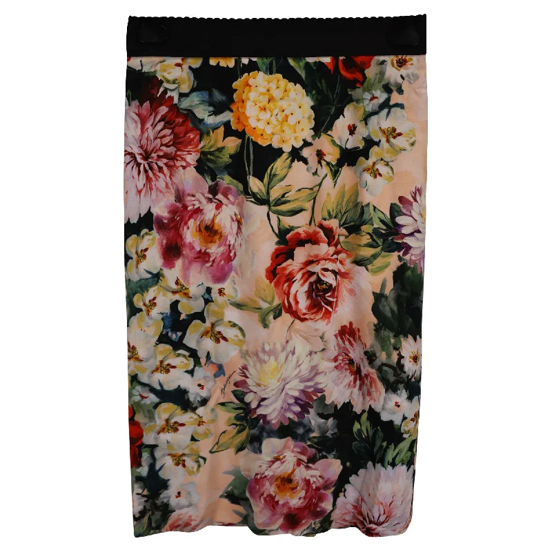 Dolce & Gabbana Knee-Length Skirt in Floral Print Viscose