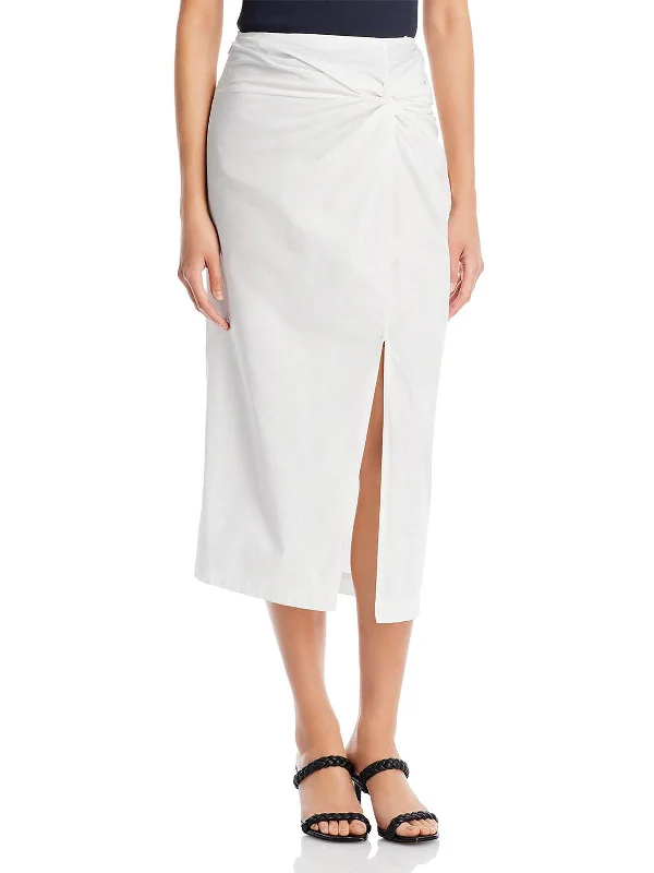 Edna Womens Knot Front Midi Midi Skirt