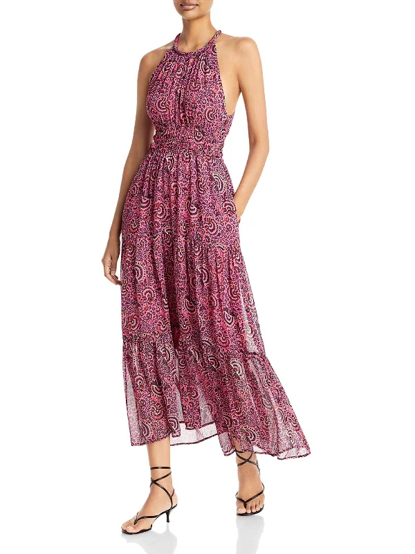 Elara Womens Sundress Maxi Halter Dress