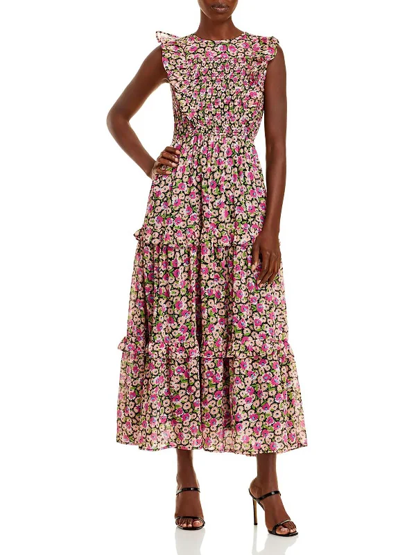 Iris Womens Floral Smocked Maxi Dress