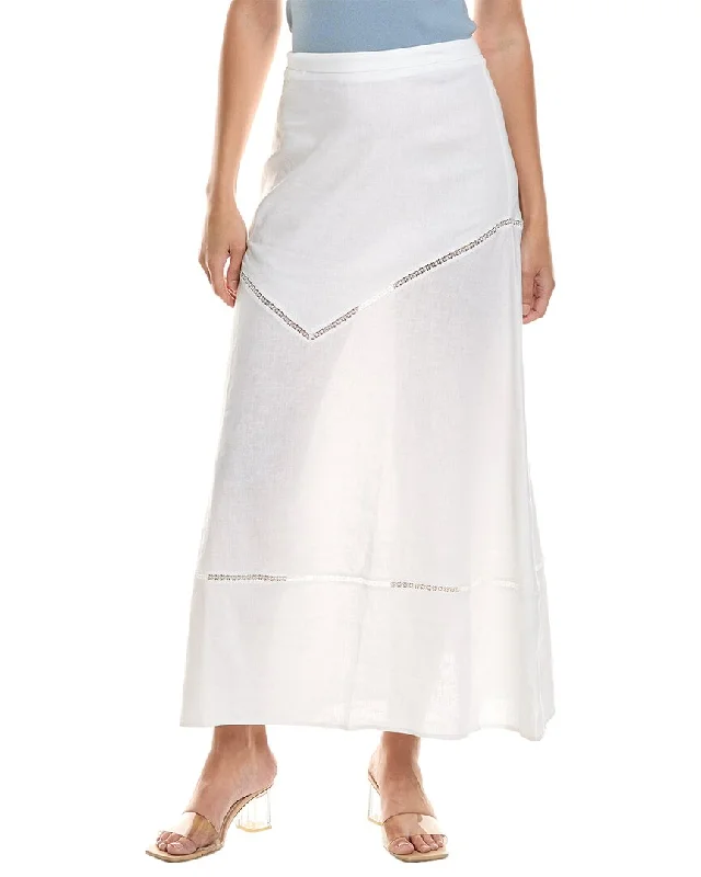 REVERIEE Linen-Blend Midi Skirt