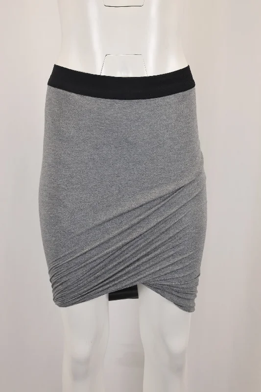 T by Alexander Wang Asymmetric Bodycon Skirt in Grey Cotton