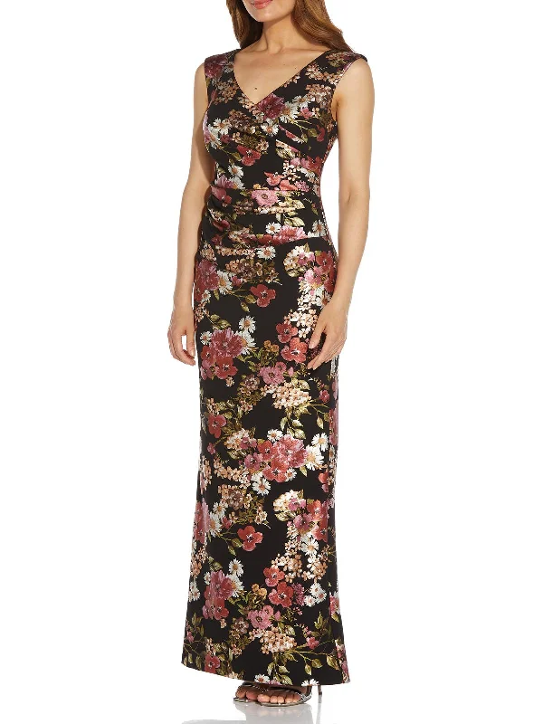 Womens Floral Maxi Evening Dress