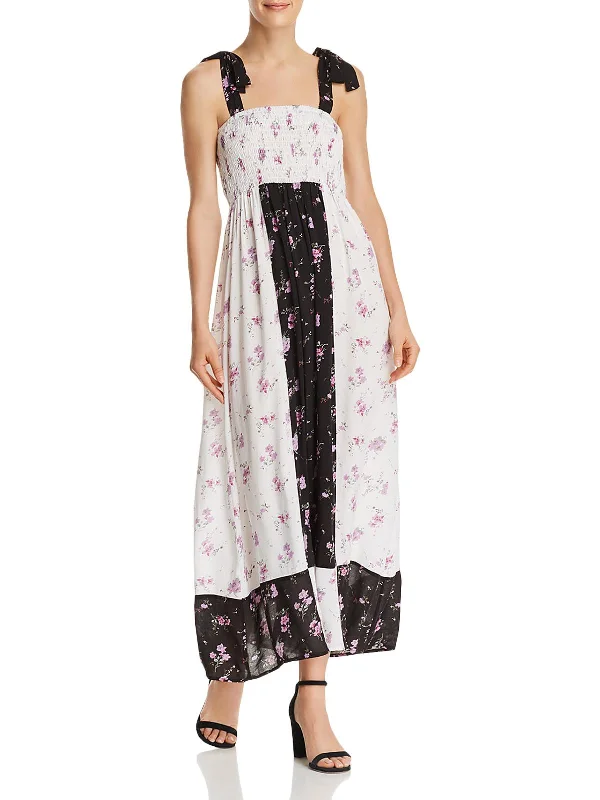 Womens Floral Rouched Maxi Dress