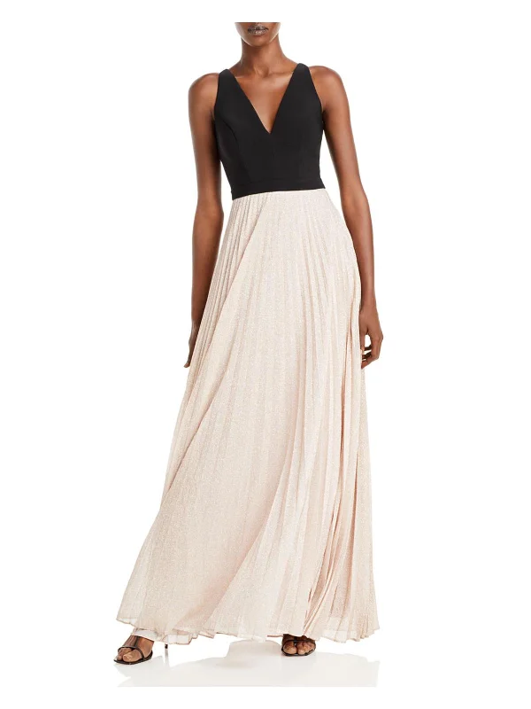 Womens Metallic Maxi Evening Dress