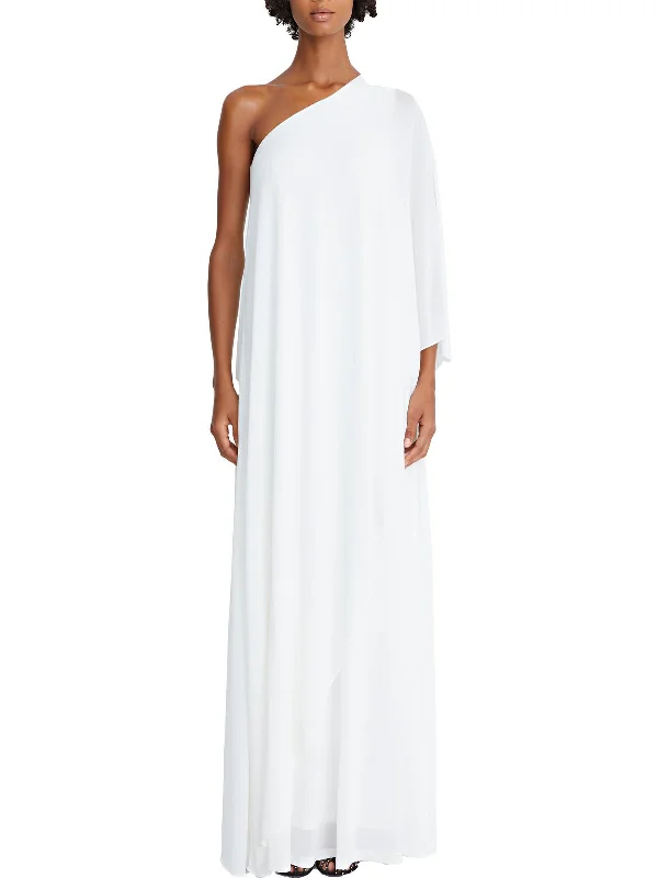 Womens One Shoulder Maxi Evening Dress