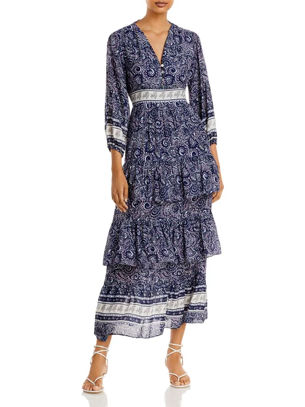 Womens Printed Hi-Low Maxi Dress