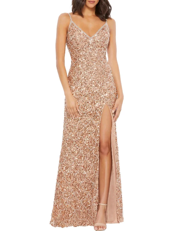 Womens Sequined Maxi Evening Dress