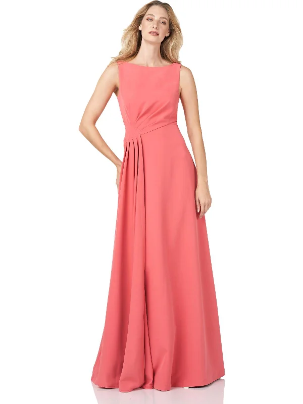 Womens Shutter Pleat Maxi Evening Dress