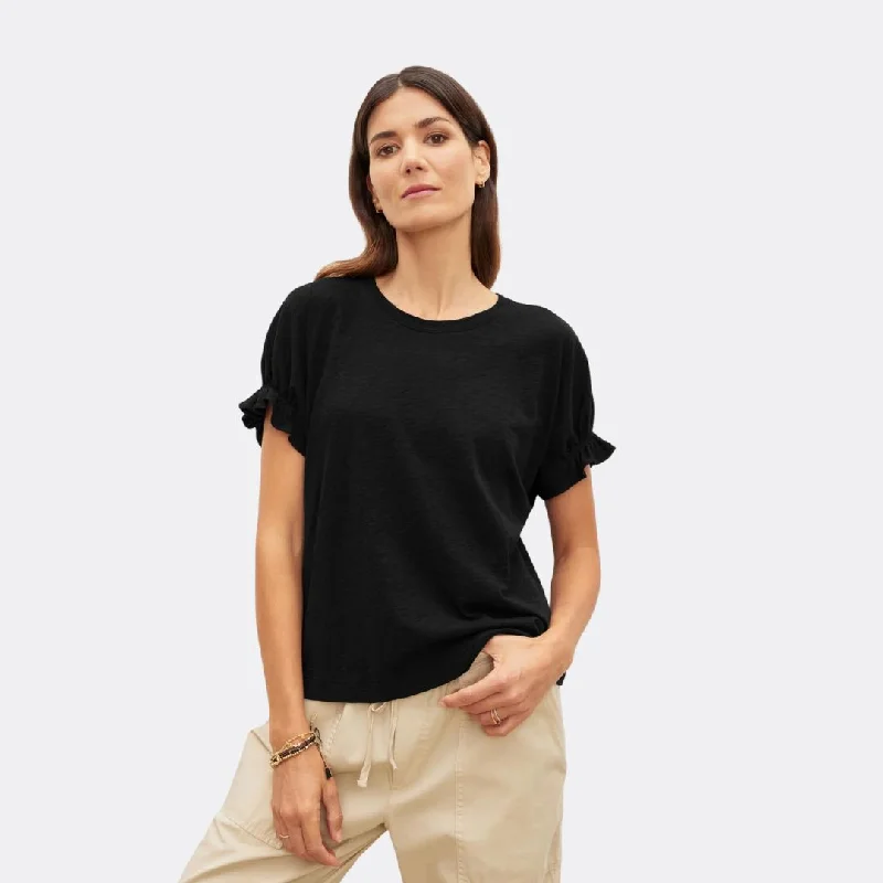 Mimi Flutter Sleeve Top (Black)