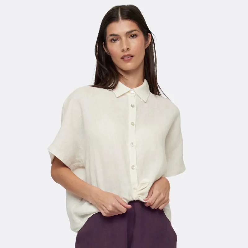 Short Sleeve Linen Blouse (Ecru)