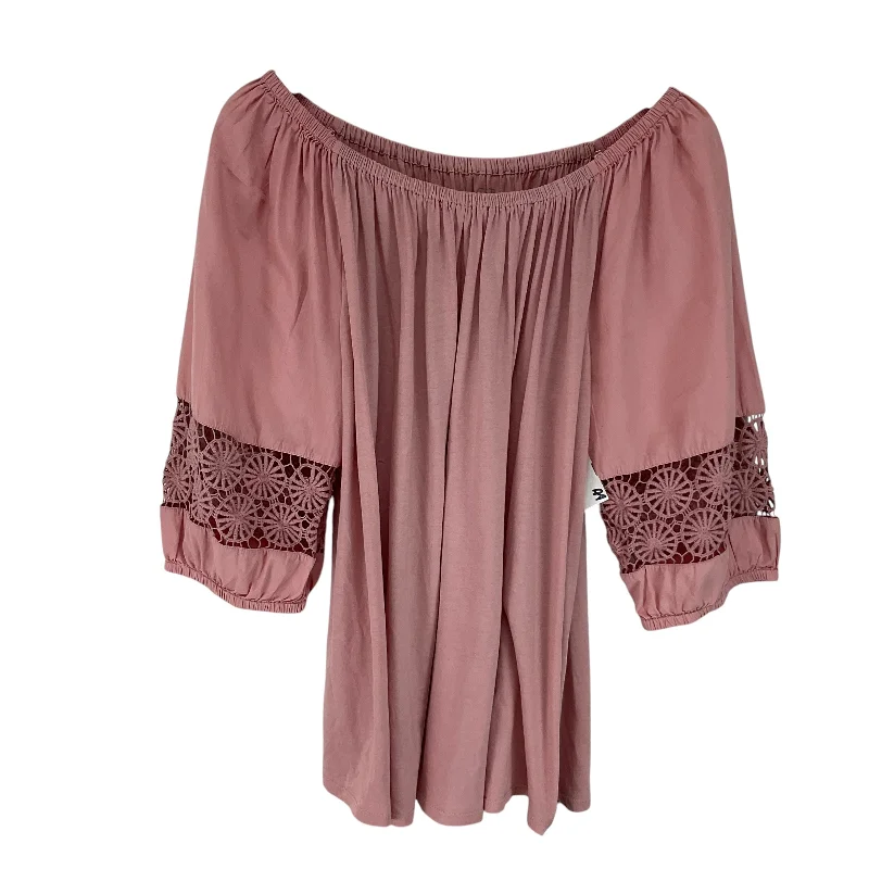 Top 3/4 Sleeve Basic By Loft In Pink, Size: Xl