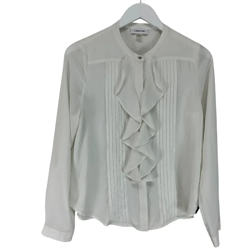 Top Long Sleeve By Express In White, Size: M