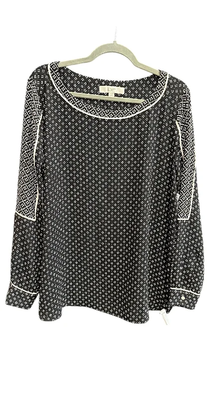 Top Long Sleeve By Loft In Black & White, Size: L