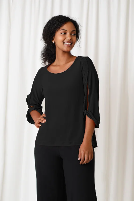 Wide Sleeve Twist Top | Black