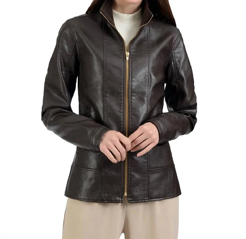 Classic Racer Leather Jacket In Black