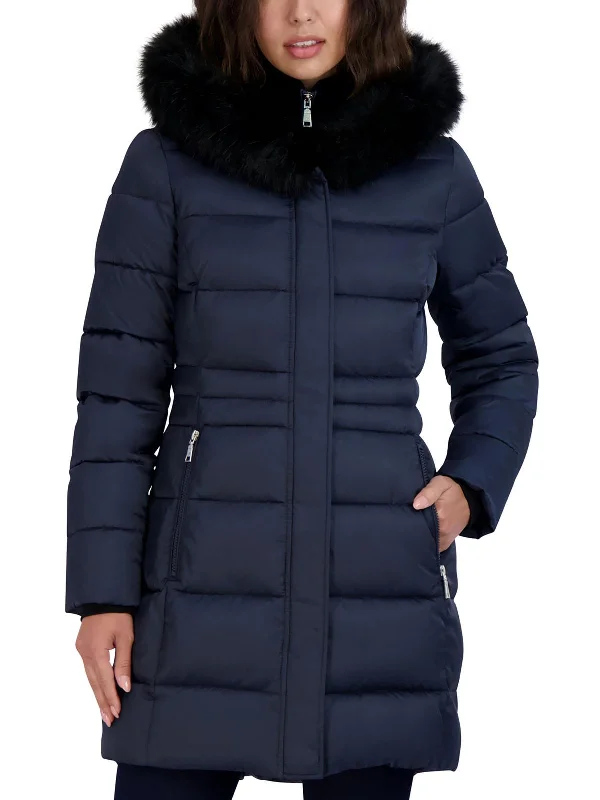 Dana Womens Faux Fur Hooded Puffer Jacket