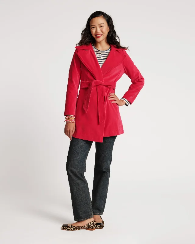 Sergeant Stretch Velvet Belted Jacket Cranberry