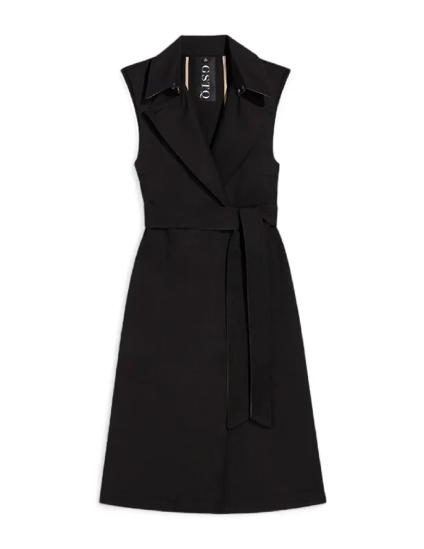 Women's Sleeveless Trench Coat In Black Beauty