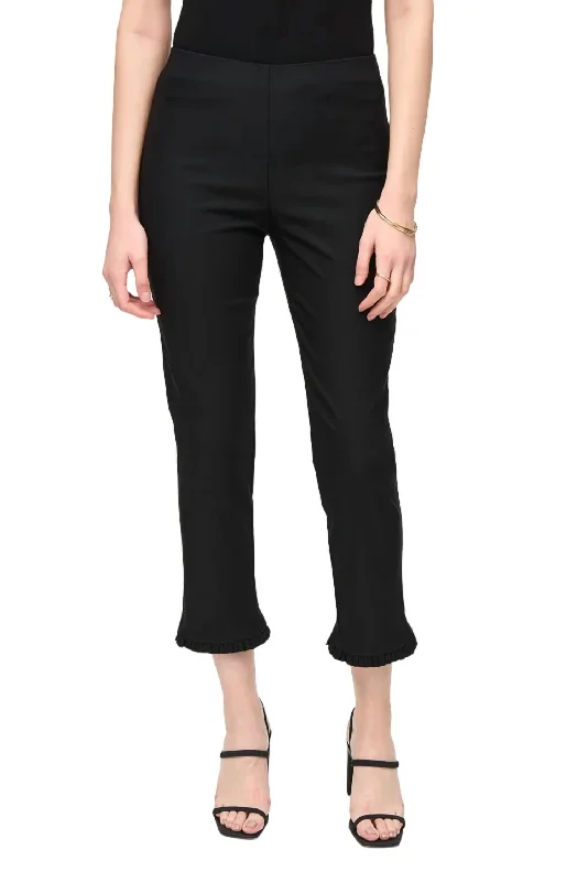 Millennium Crop Ruffle Pants In Black